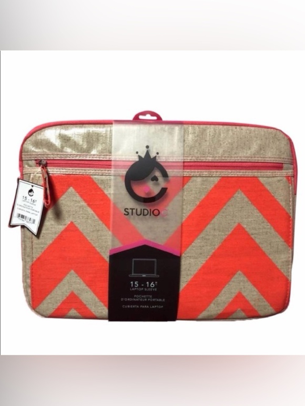 Neon Orange Chevron Laptop Sleeve